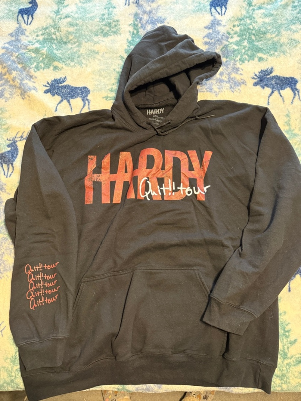 Black Hoodie with Red Logo - Men Sweater